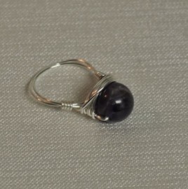 12mm Amethyst and Silver Plated Wire Wrapped Ring